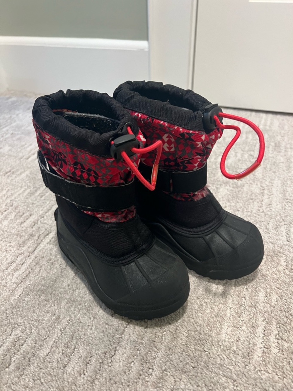 Columbia Kids Black and Red Winter Snow Boots